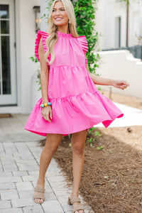 pink dresses, ruffled pink dresses, babydoll dresses