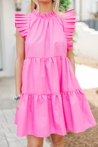 pink dresses, ruffled pink dresses, babydoll dresses