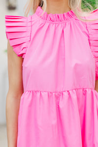 pink dresses, ruffled pink dresses, babydoll dresses