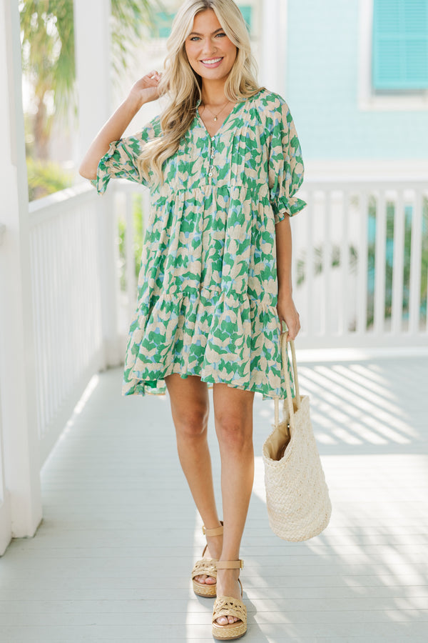 Be Who You Are Green Floral Dress