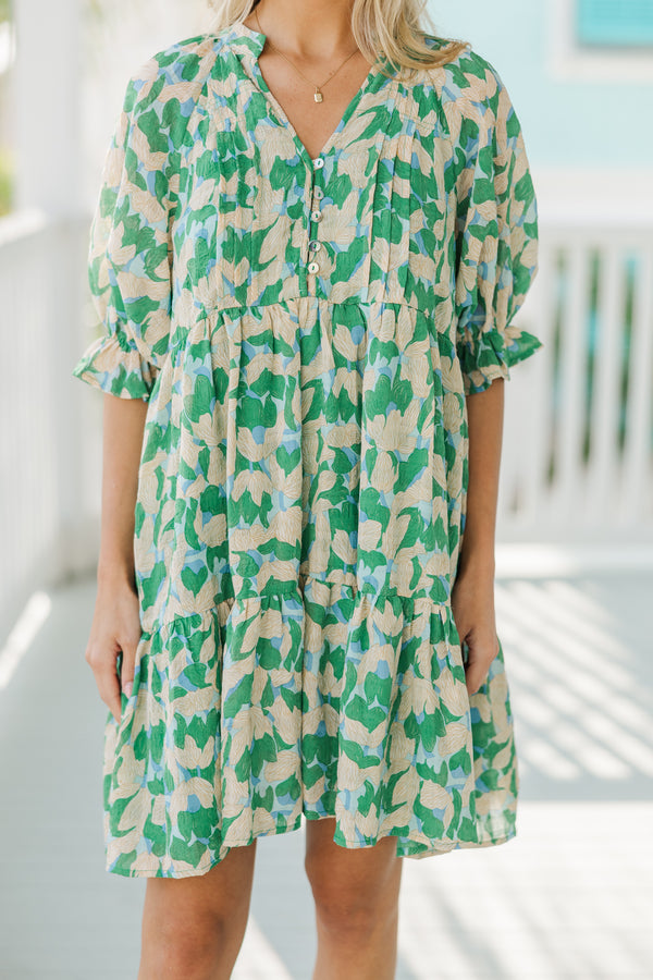 Be Who You Are Green Floral Dress