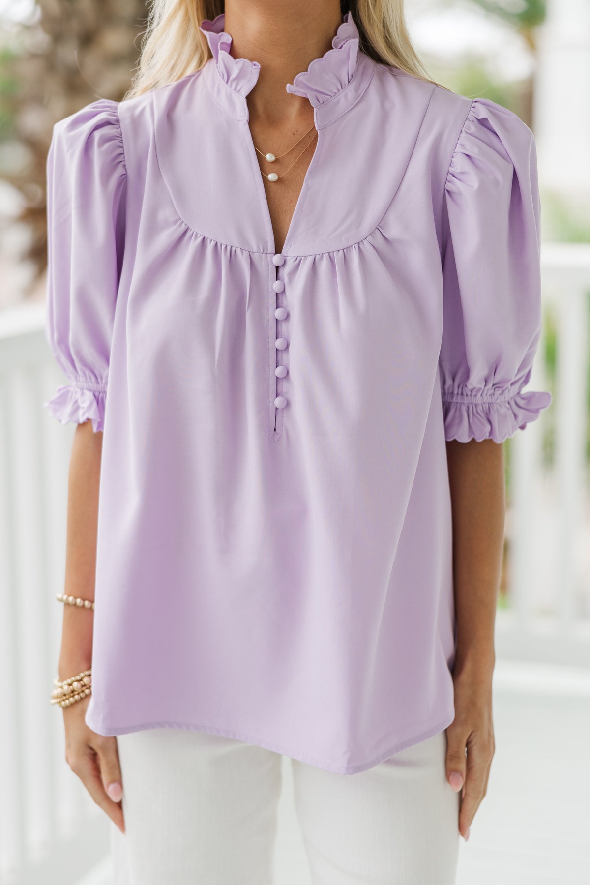 Pruple Ruffland All For You Lavender Purple Ruffled Blouse – Shop the Mint