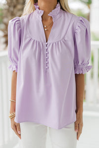 All For You Lavender Purple Ruffled Blouse