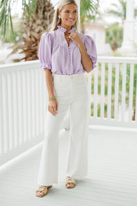All For You Lavender Purple Ruffled Blouse