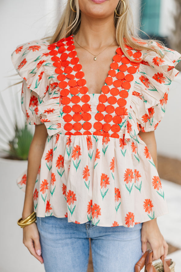 Ready To Go Natural Floral Blouse