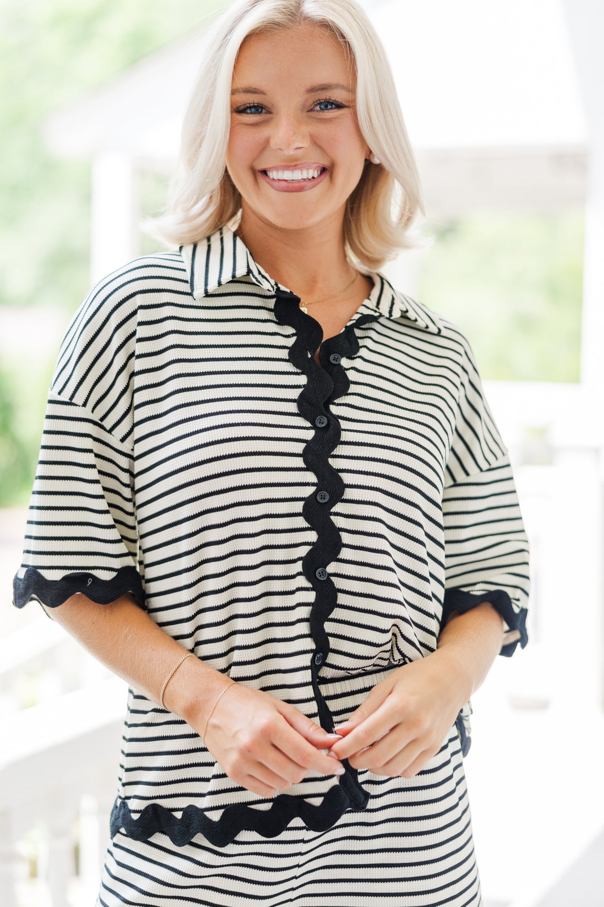 CalceoBBLowisa shirt - White cream stripe