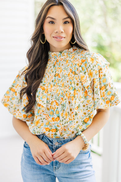 All The Fun Yellow Ditsy Floral Blouse – Shop the Mint