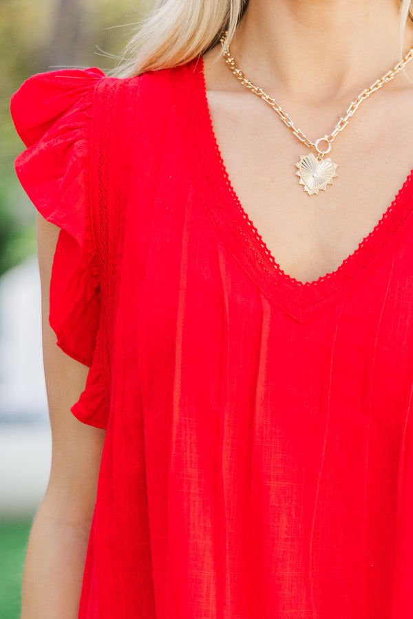 Tell Your Story Tomato Red Babydoll Dress