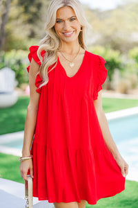 Tell Your Story Tomato Red Babydoll Dress