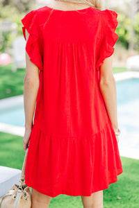 Tell Your Story Tomato Red Babydoll Dress