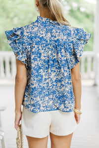 blue blouses, floral blouses, workwear for women, women's ruffled blouses