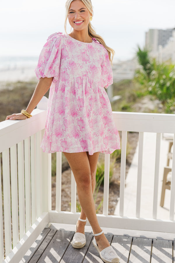 cute pink floral dresses Cute A Line Sweetheart Blush Pink Floral Printed Chiffon Long Prom Dress with Slit AB24121108 Anniebride