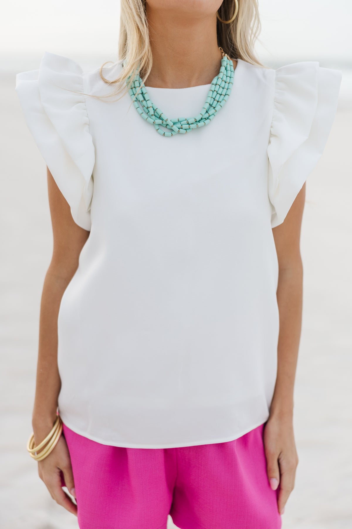 On Your Terms White Ruffled Blouse – Shop the Mint