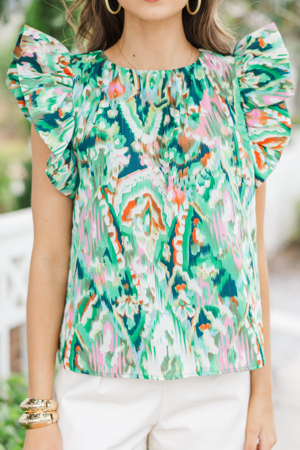 Make Plans Green Abstract Blouse