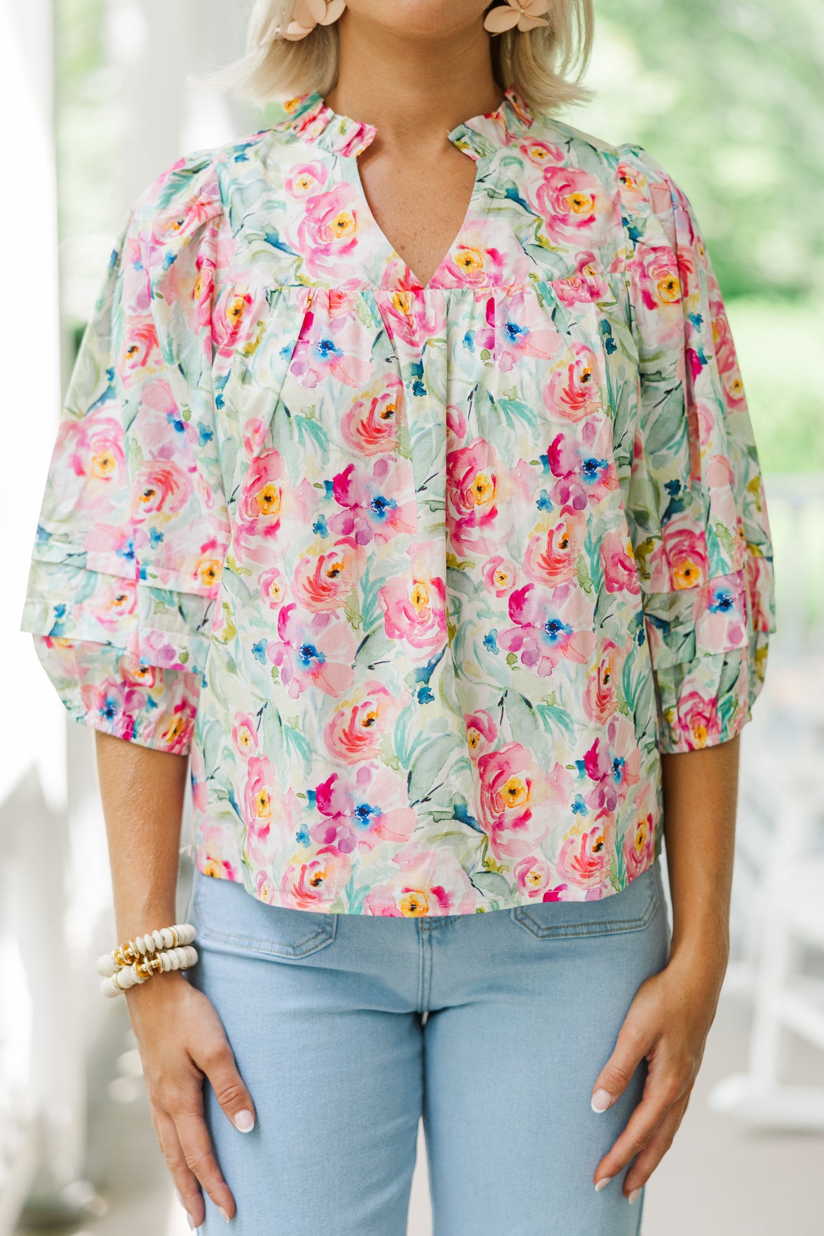 Into The Garden Pleated Blouse - Pink