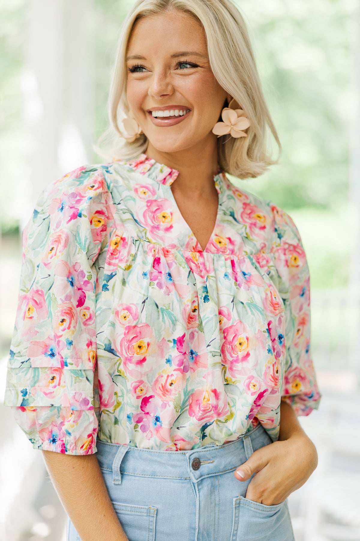 トップス murral 2021ss Framed flower blouse 112565.Get-Involved-Pink-