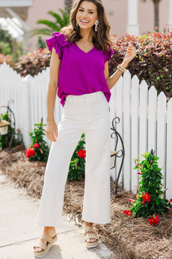 Travel Time Purple Ruffled Top – Shop the Mint