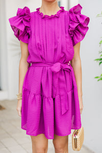 Looking For You Magenta Purple Textured Dress