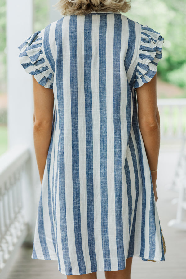 Your Chance Navy Blue Striped Dress Shop the Mint Your Chance Navy Blue Striped Dress Shop the Mint
