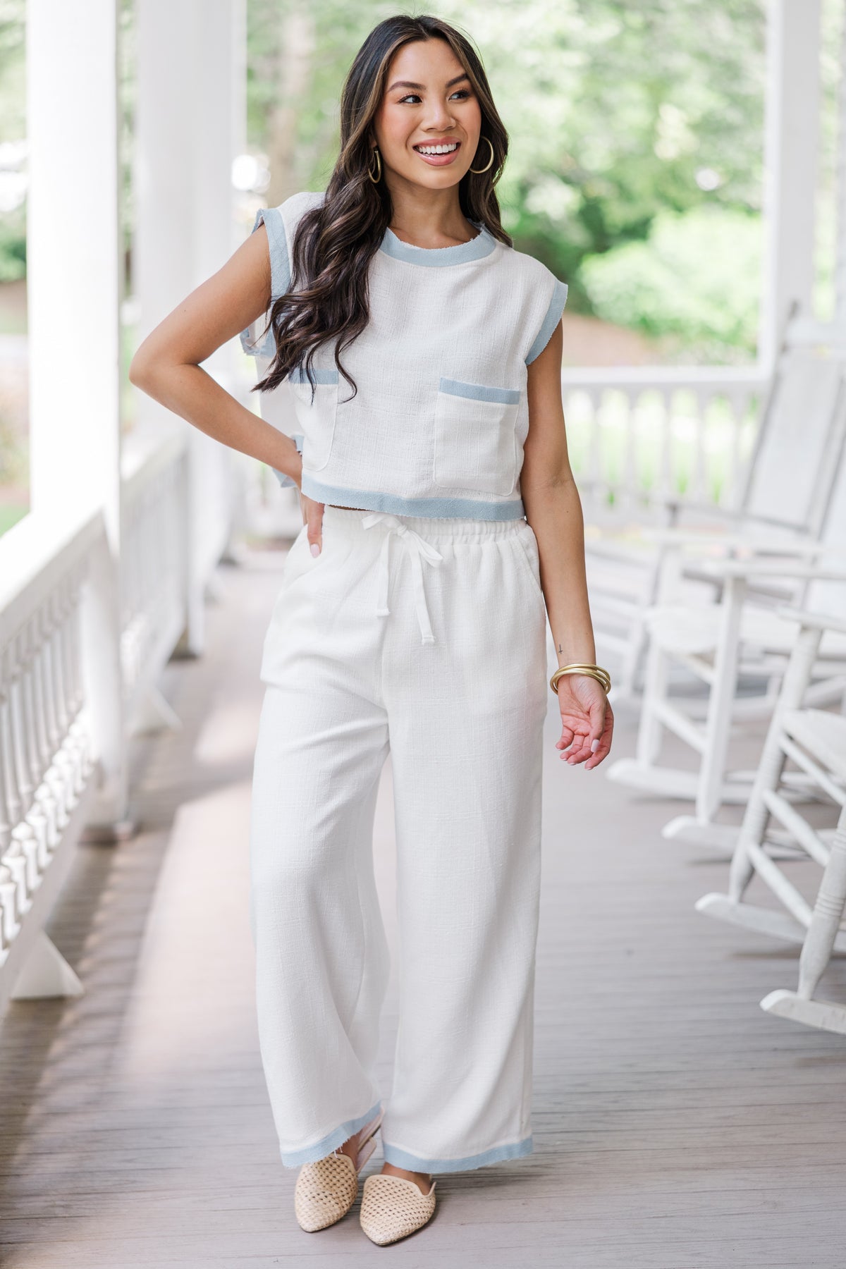 Take Care Ivory-Sky Crop Top – Shop the Mint