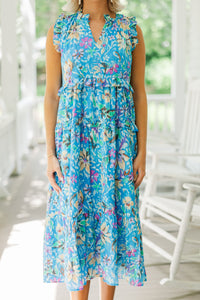 Fate: Start The Day Blue Floral Midi Dress
