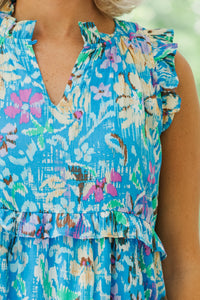 Fate: Start The Day Blue Floral Midi Dress