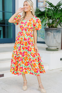 floral midi dresses, wedding guest dresses for women, vibrant summer dresses