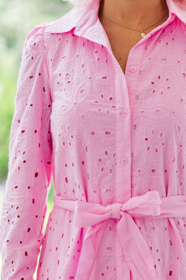 pink dress with hole in middle Precedence Keyhole Mini Dress Pink