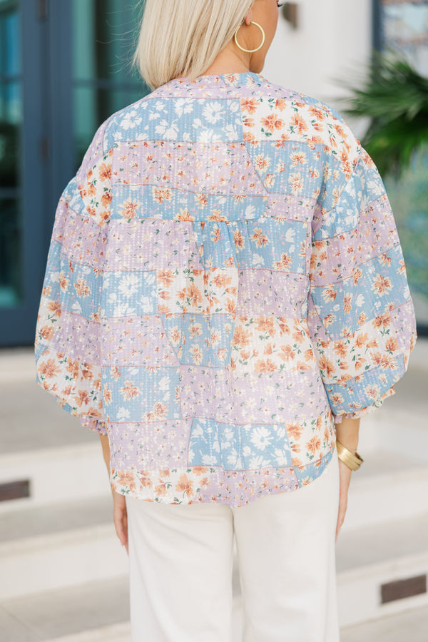 Fate: Making The Best Light Blue Ditsy Floral Blouse