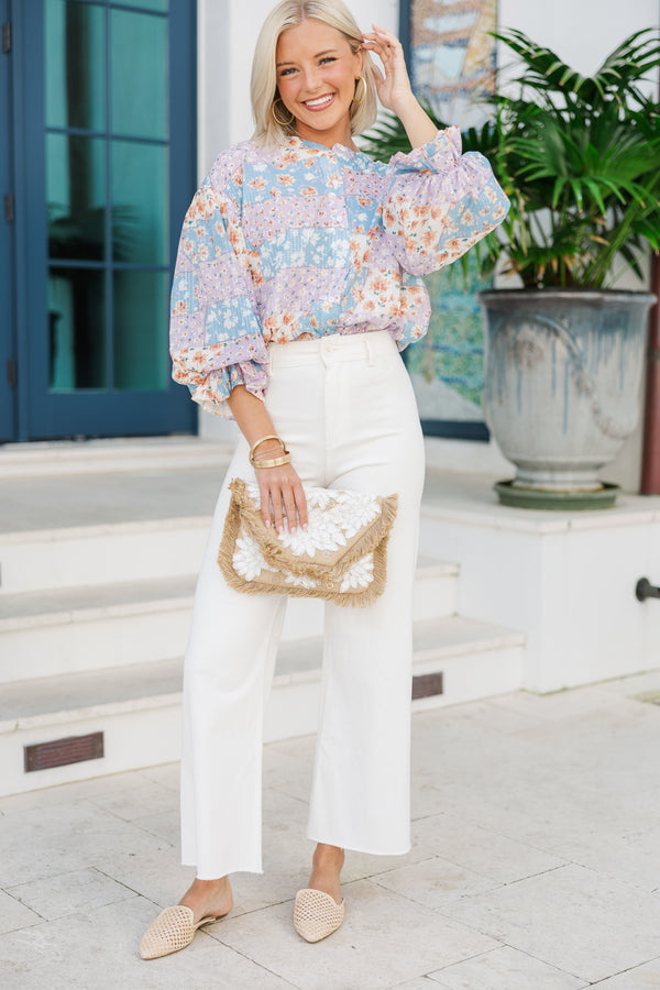 Fate: Making The Best Light Blue Ditsy Floral Blouse
