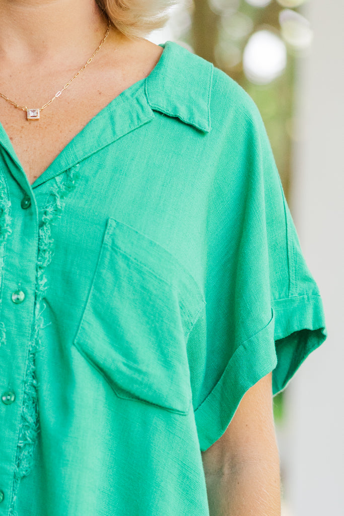 Hear You Out Kelly Green Button Down Top – Shop the Mint
