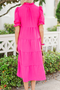 Live Out Loud Pink Ruffled Midi Dress