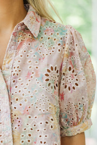 floral blouses, summer blouses, pink blouses, eyelet blouse
