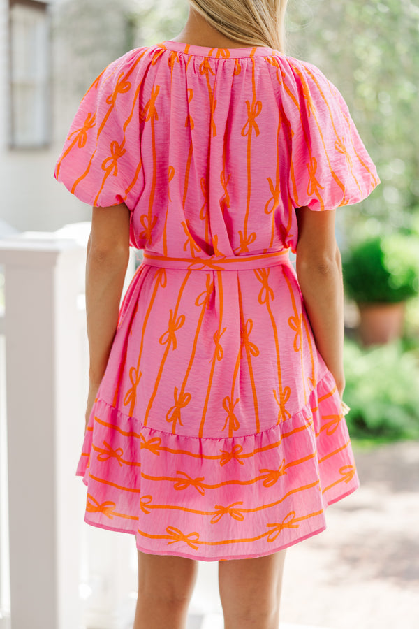 All Tied Up Bubblegum Pink Bow Print Dress – Shop the Mint