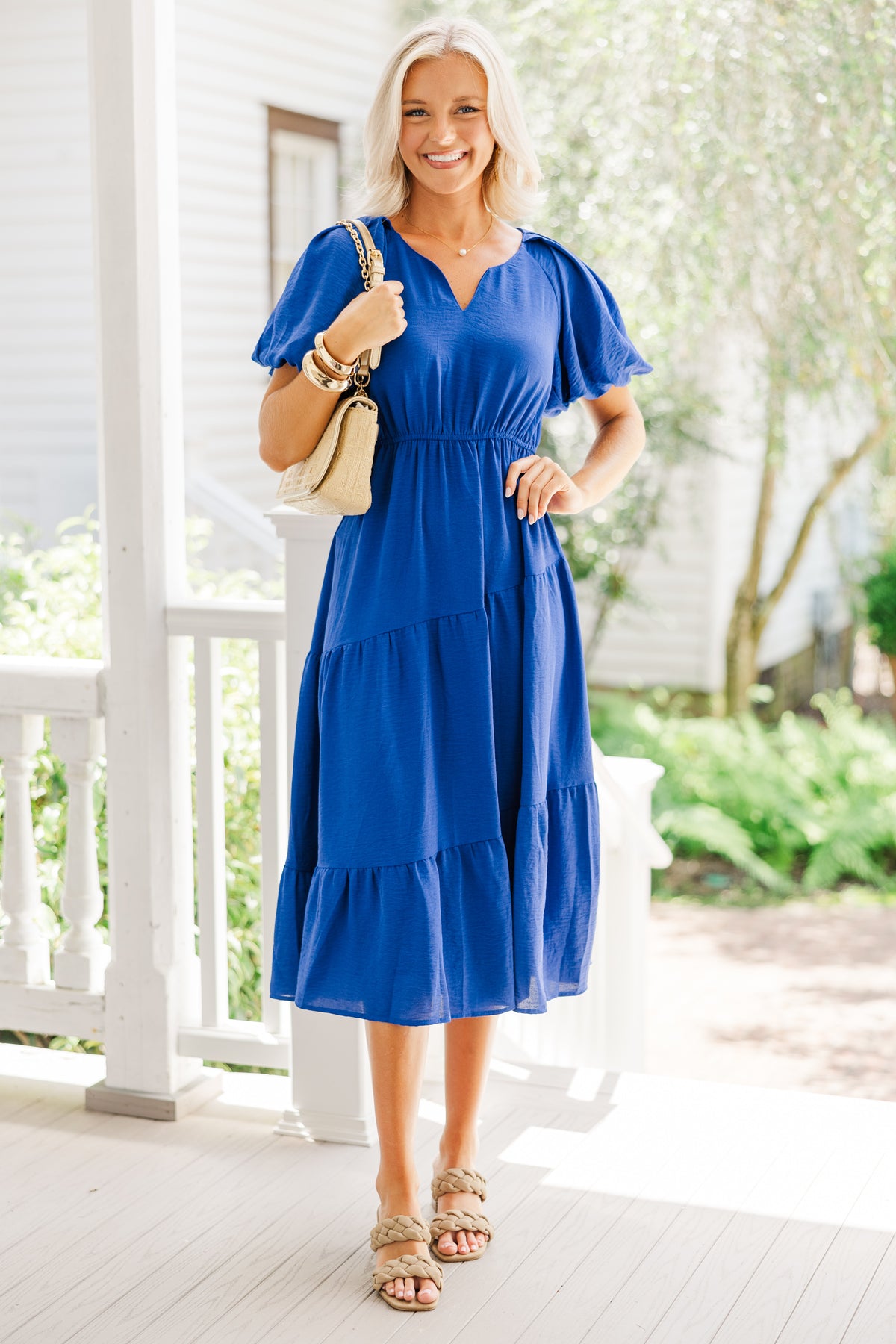 It's Meant To Be Sapphire Blue Tiered Midi Dress – Shop the Mint