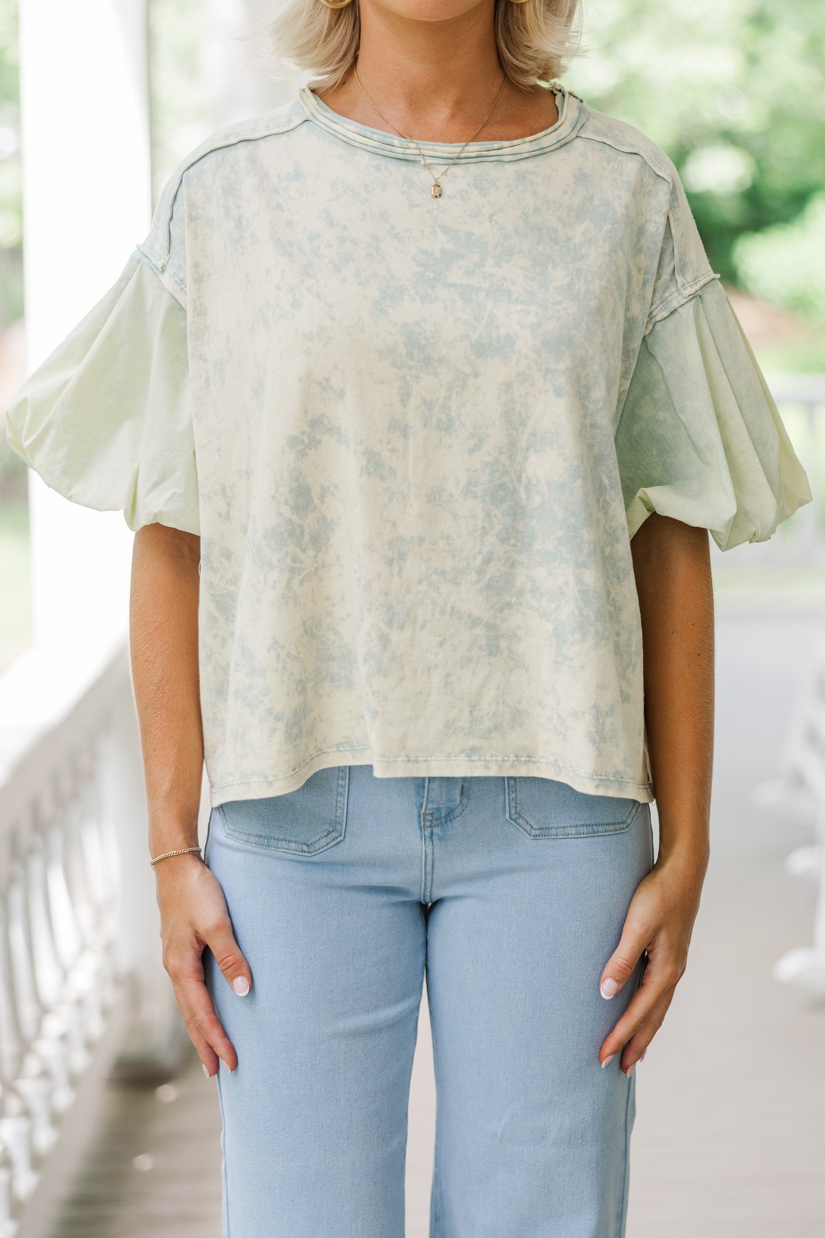 Sunday's Bestie Mineral Wash Top in Light Grey main image 0