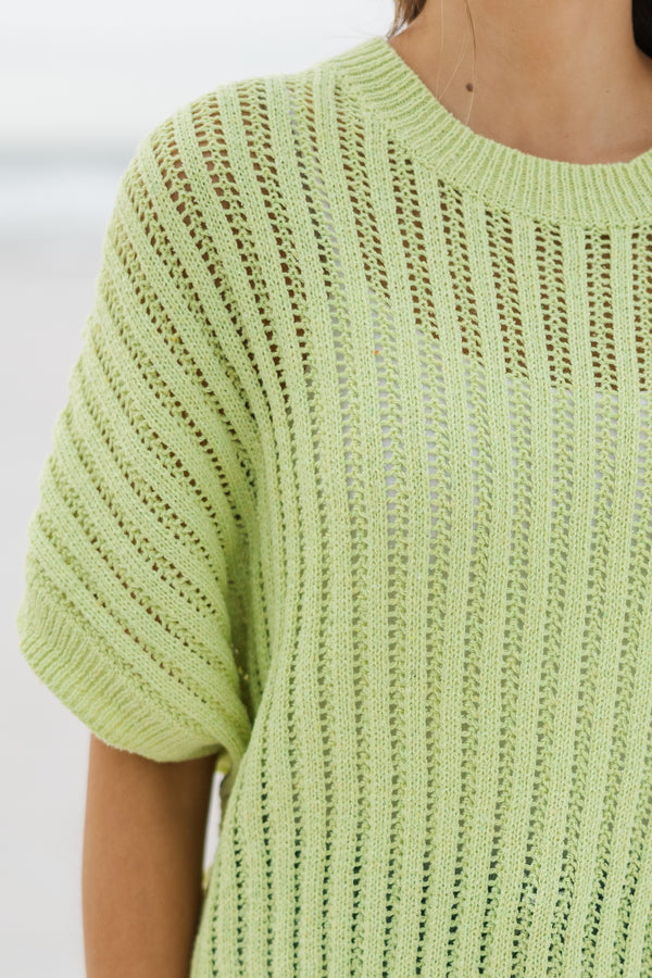 Right Where You Are Avocado Green Loose Knit Sweater