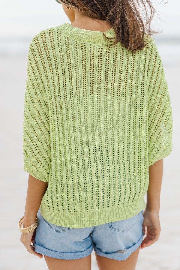 Right Where You Are Avocado Green Loose Knit Sweater