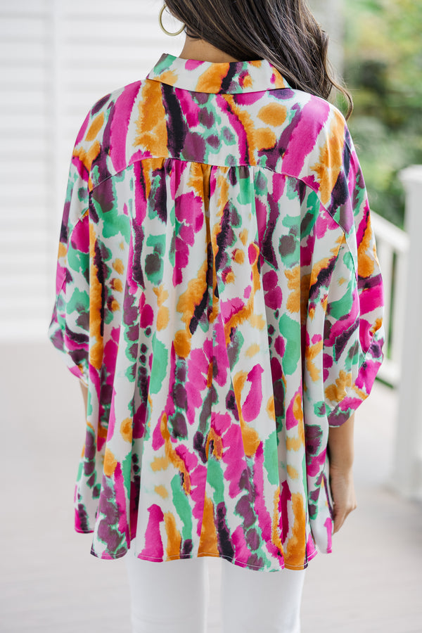 Bold Ways Pink Abstract Blouse