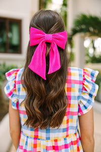 hot pink bow, textured bow, cute bows, hair accessories