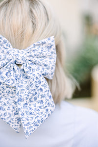 Bohemian Gemme: Piper Blue & White Floral Hair Bow