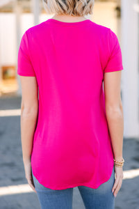 Let's Meet Later Fuchsia Pink Top