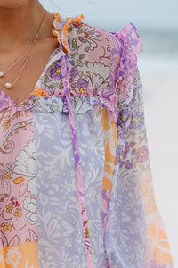 Fate: On Your Side Lavender Purple Floral Blouse
