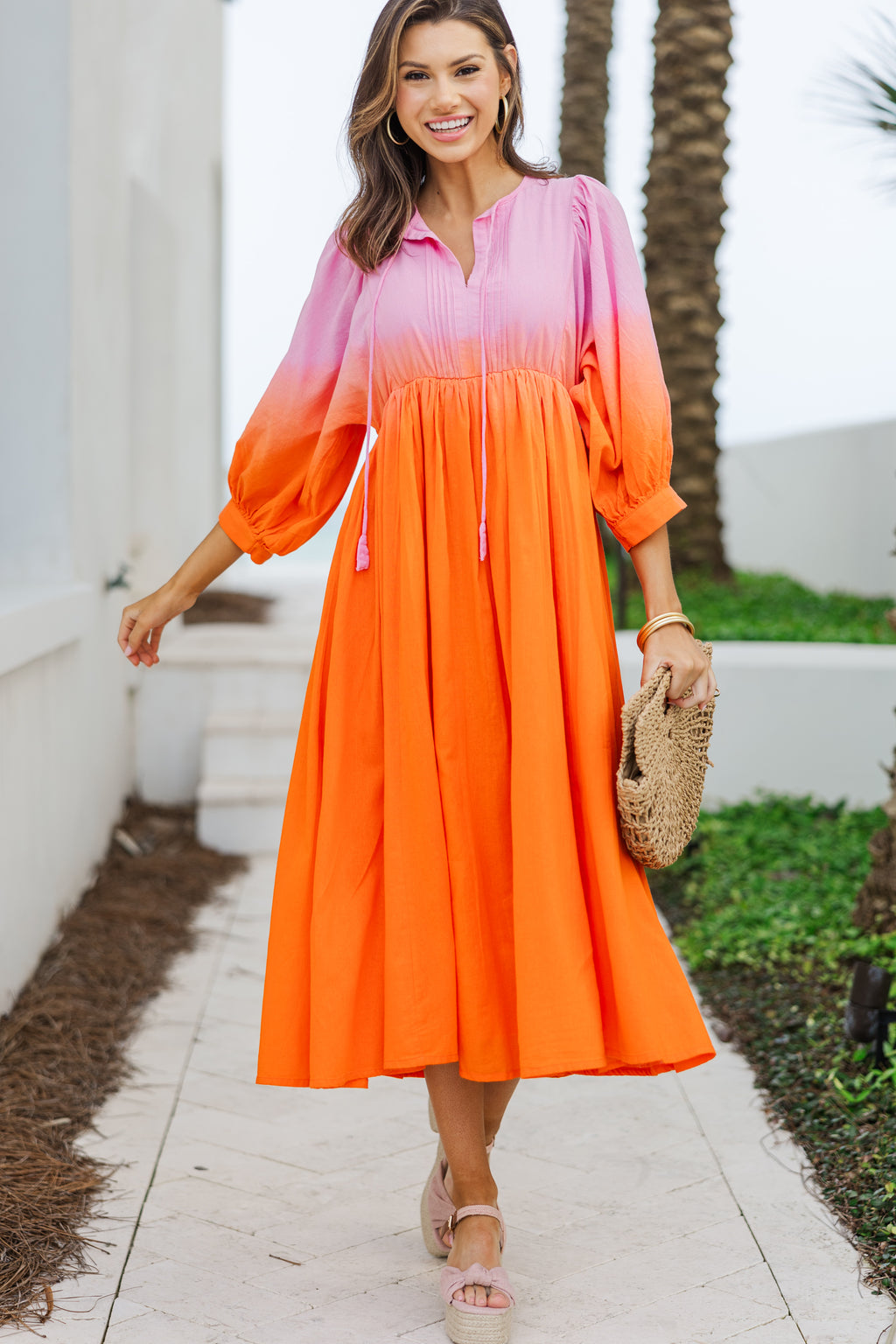 Fate: Living The Life Pink Orange Ombre Midi Dress Shop the Mint Fate: Living The Life Pink Orange Ombre Midi Dress Shop the Mint