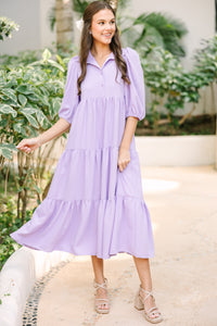 Love Found Lavender Purple Tiered Midi Dress