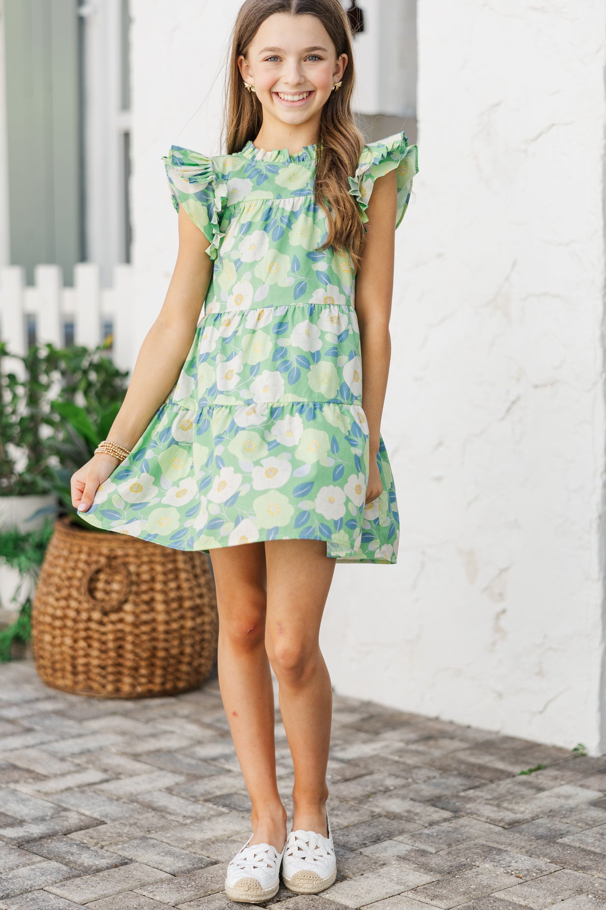 Girls: Sweet Nature Green Floral Babydoll Dress – Shop the Mint