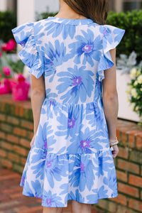 Girls: At This Time Blue Combo Floral Dress