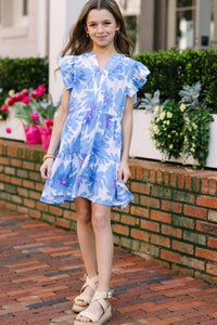 Girls: At This Time Blue Combo Floral Dress