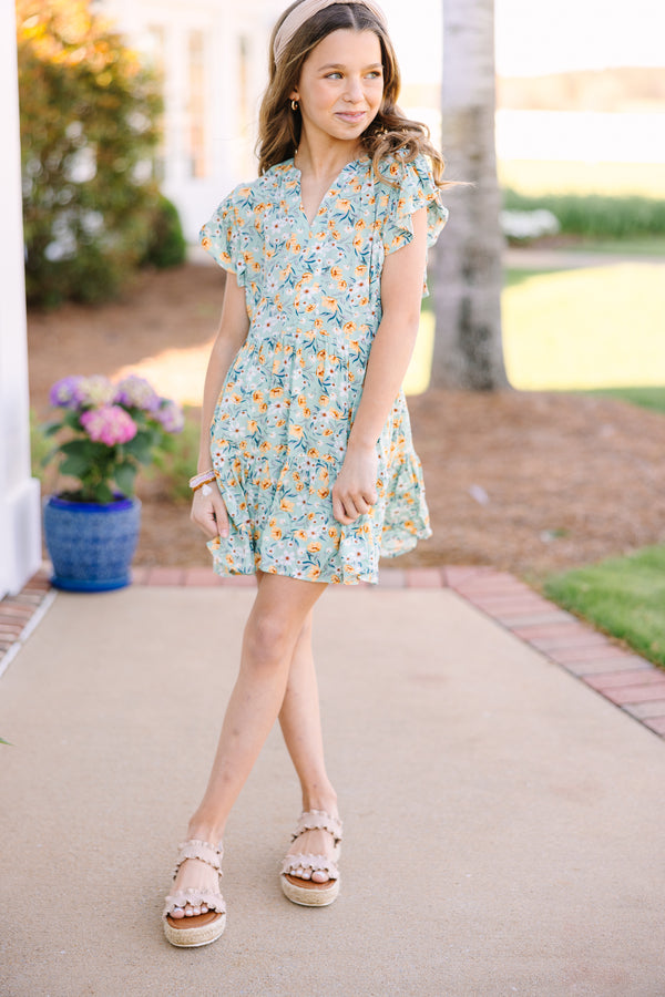 Girls: At This Time Sage Green Ditsy Floral Dress Shop the Mint Girls: At This Time Sage Green Ditsy Floral Dress Shop the Mint