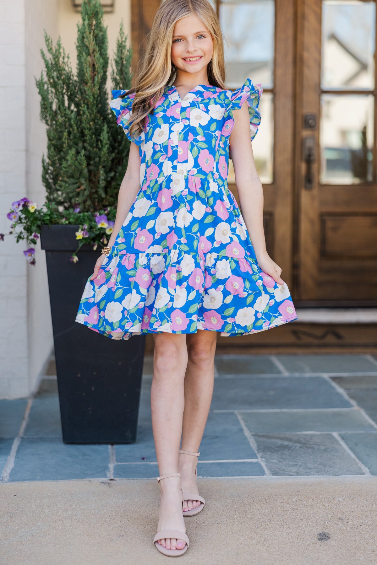 Girls: At This Time Blue Pink Combo Floral Dress – Shop the Mint